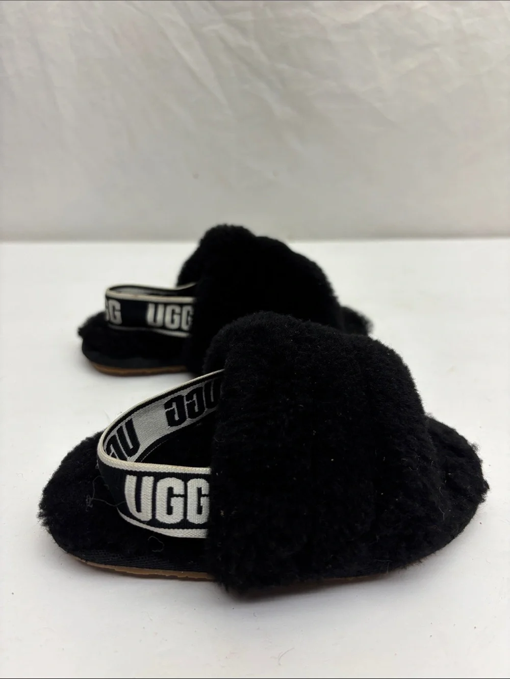 UGG Black Plush Slide Sandals, for baby SZ 7, box 50
